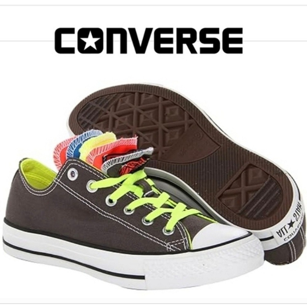 Converse Chuck Taylor All Star Triple Tongue Neon Grey Sneakers 140074F Womens 8
